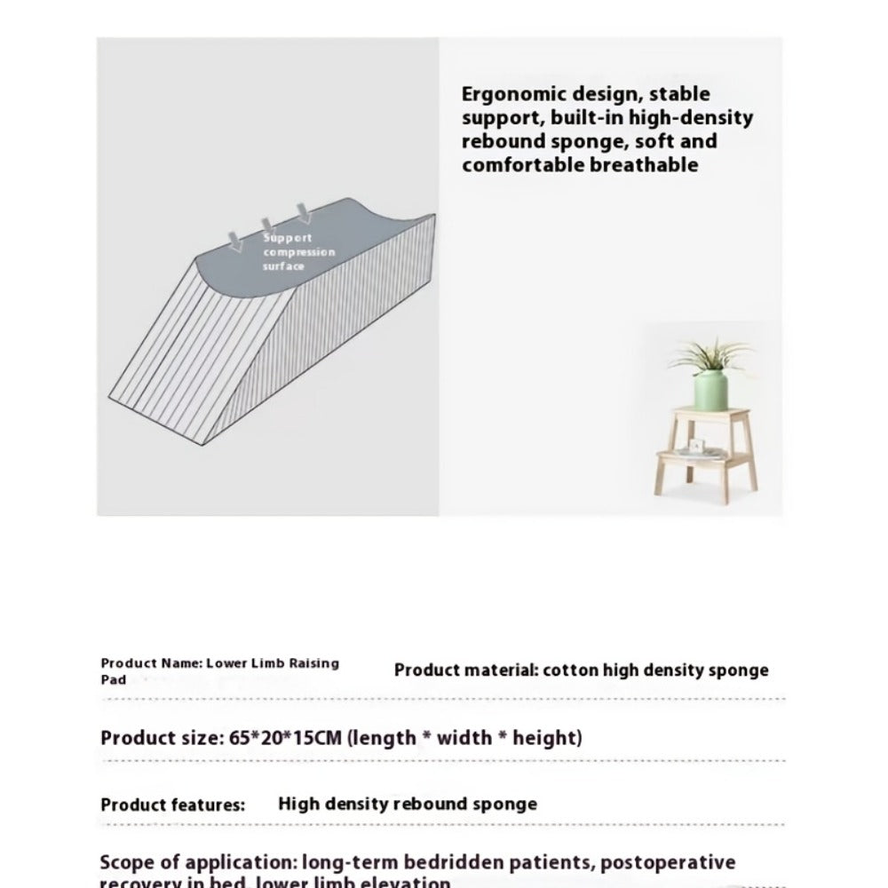 U-Shaped Leg Elevation Pillow, Wedge Leg Support Cushion for Bed Rest Recovery, Foot & Ankle Raise Pad, Flannel Cover 50x20x15cm for Post-Surgery Circulation Relief