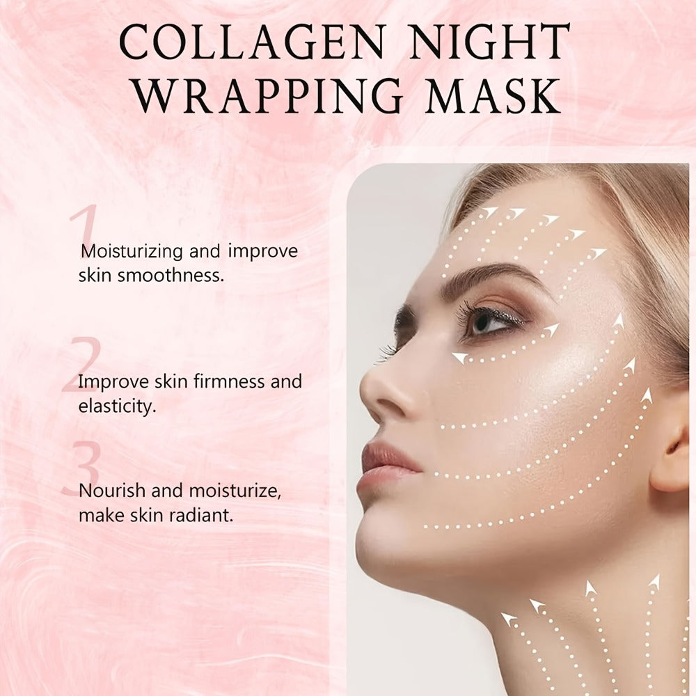 Collagen Night Mask Korean Skincare ¨C Gel Face Mask with Applicator Brush, Hydrolyzed Collagen, Niacinamide, Vitamin C & Hyaluronate for Hydration & Plumping, Paraben-Free, 80g (MOOYAM)