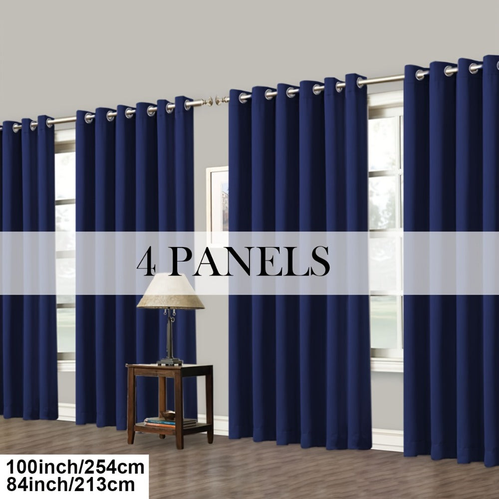 Blackout Curtains Grommet Top Room Darkening Window Drapes 4 Panels Set Living Room Bedroom