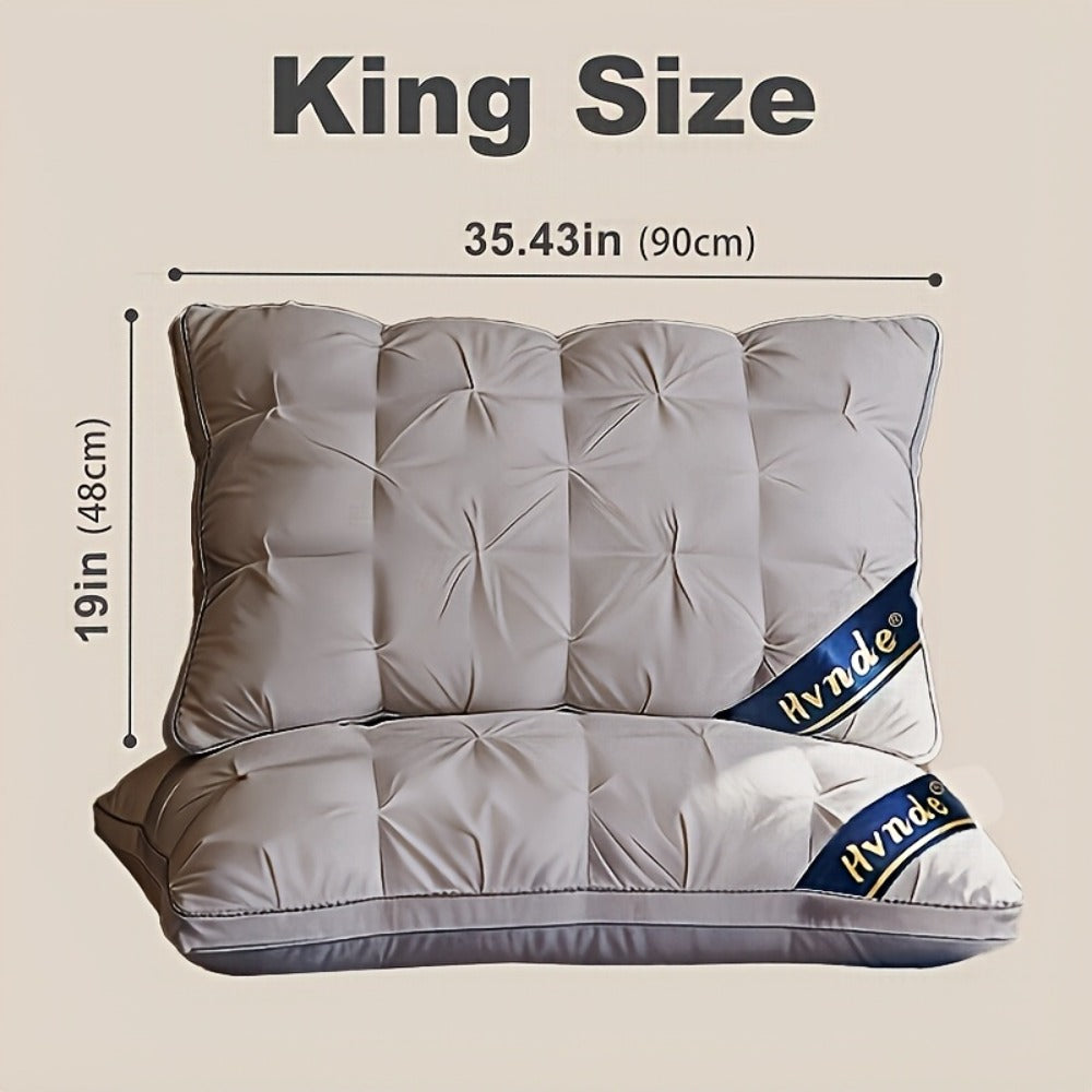 Hotel Quality Pillows 2-Pack, Luxury 5-Star Deep Sleep Neck Support, Non-Collapse Hypoallergenic Polyester Fill, All Season Cooling Bed Pillows Queen King