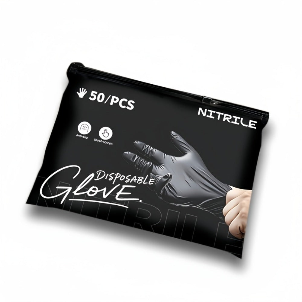 Disposable Nitrile Gloves Black ¨C Powder Free, Latex Free Protective Gloves for Household Cleaning, Pet Bathing, Tattoo, Hair Coloring & Professional Use (S/M/L/XL)