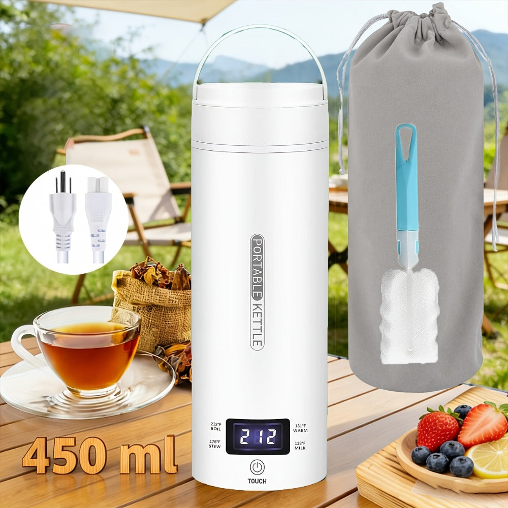 Travel Electric Kettle Mini Portable ¨C Small Water Boiler with 4 Temperature Settings, 304 Stainless Steel, Auto Shut-Off & Boil-Dry Protection, BPA-Free Compact Tea Coffee Kettle with Leather Sleeve ¨C Pink, Black, White