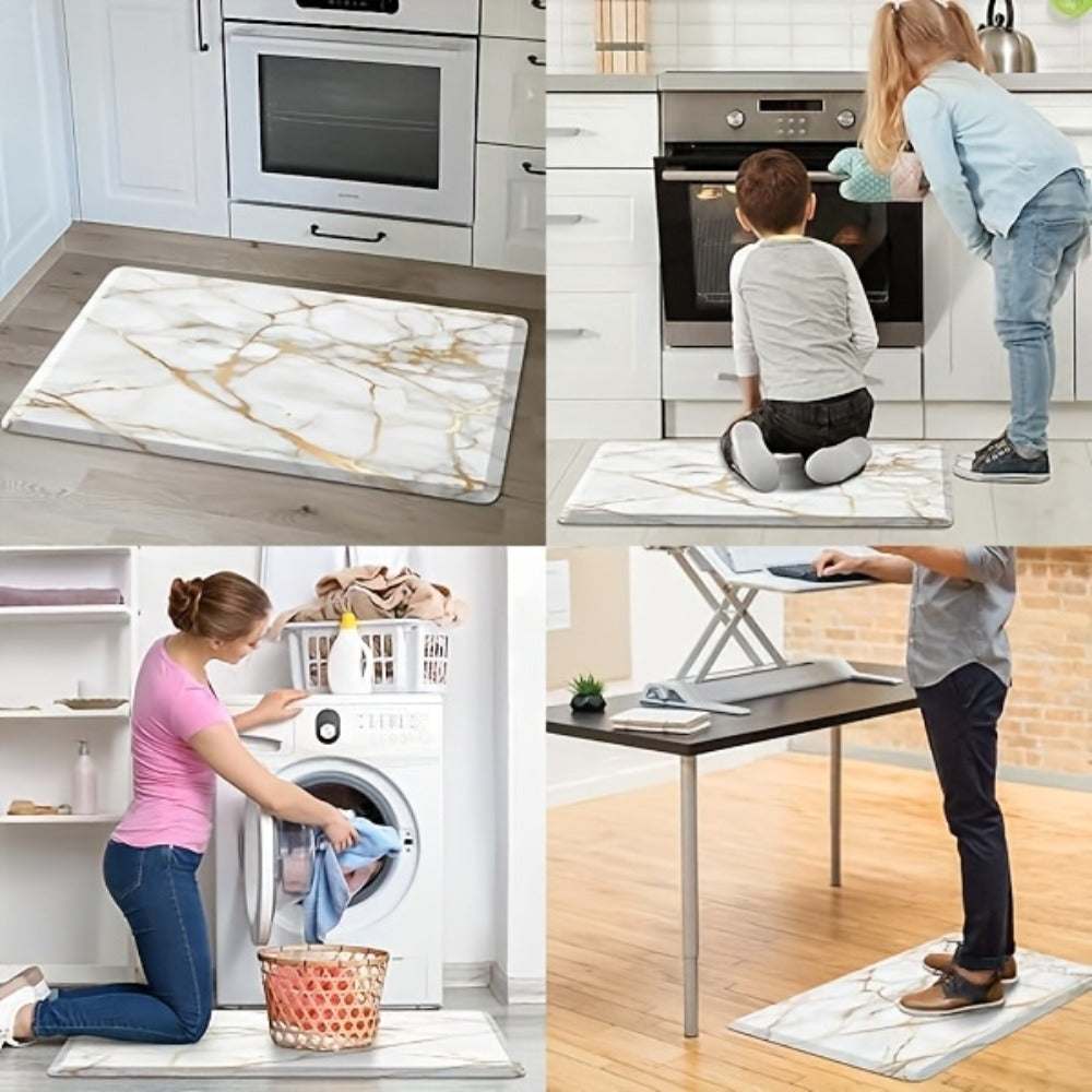 Anti Fatigue Kitchen Mat Non-Slip Cushioned Floor Rug for Standing Desk Sink Office - Marble Pattern