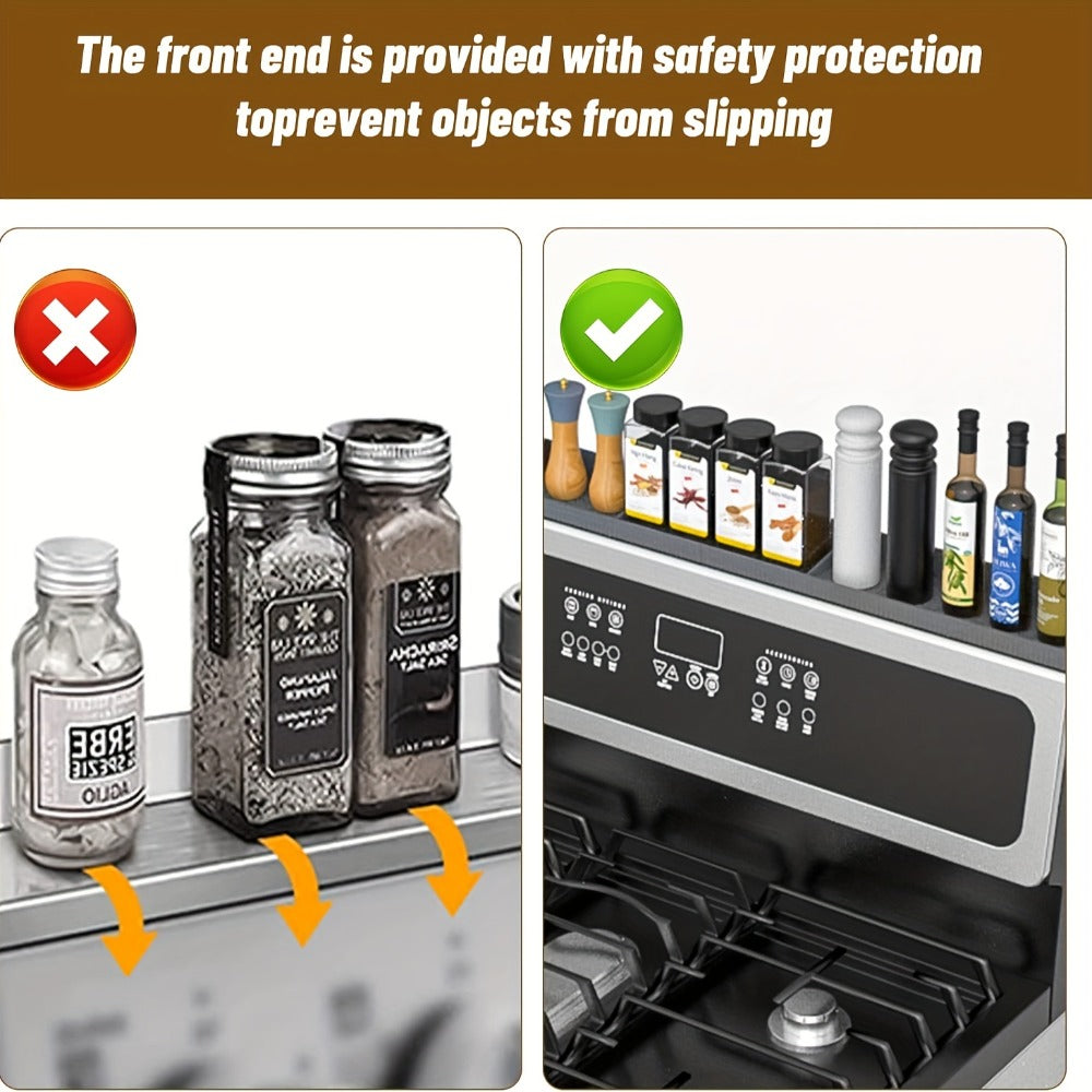 Silicone Stove Organizer Rack with Suction Cups | Heat-Resistant, Dishwasher-Safe Spice Holder for Kitchen Countertop ¨C 30 Inch