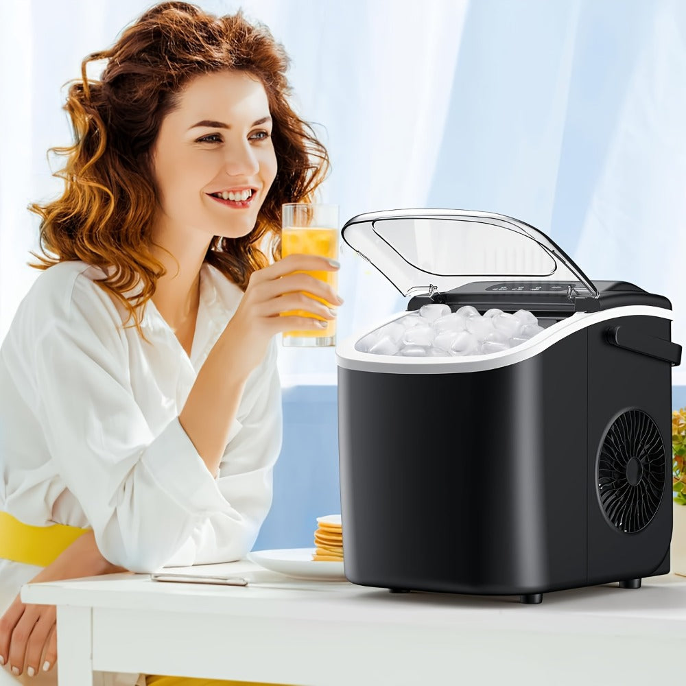 Pebble Ice Maker Countertop ¨C 26 Lbs/24H, 2 Ice Cube Sizes, Sonic Bullet Ice Machine, Auto-Cleaning, Stainless Steel, Ice Scoop & Basket, Optional Descaler Kit for Home, Kitchen, Camping & RV