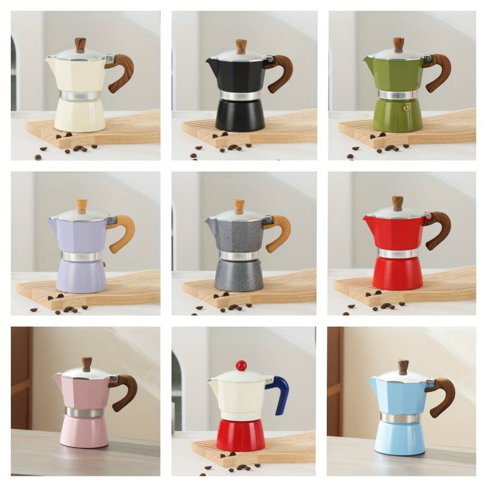 Moka Pot Stovetop Espresso Maker 150ml Classic Aluminum Italian Coffee Pot for Home Brewing Camping Cuban Cafe Style Easy to Use and Clean Multiple Colors Available
