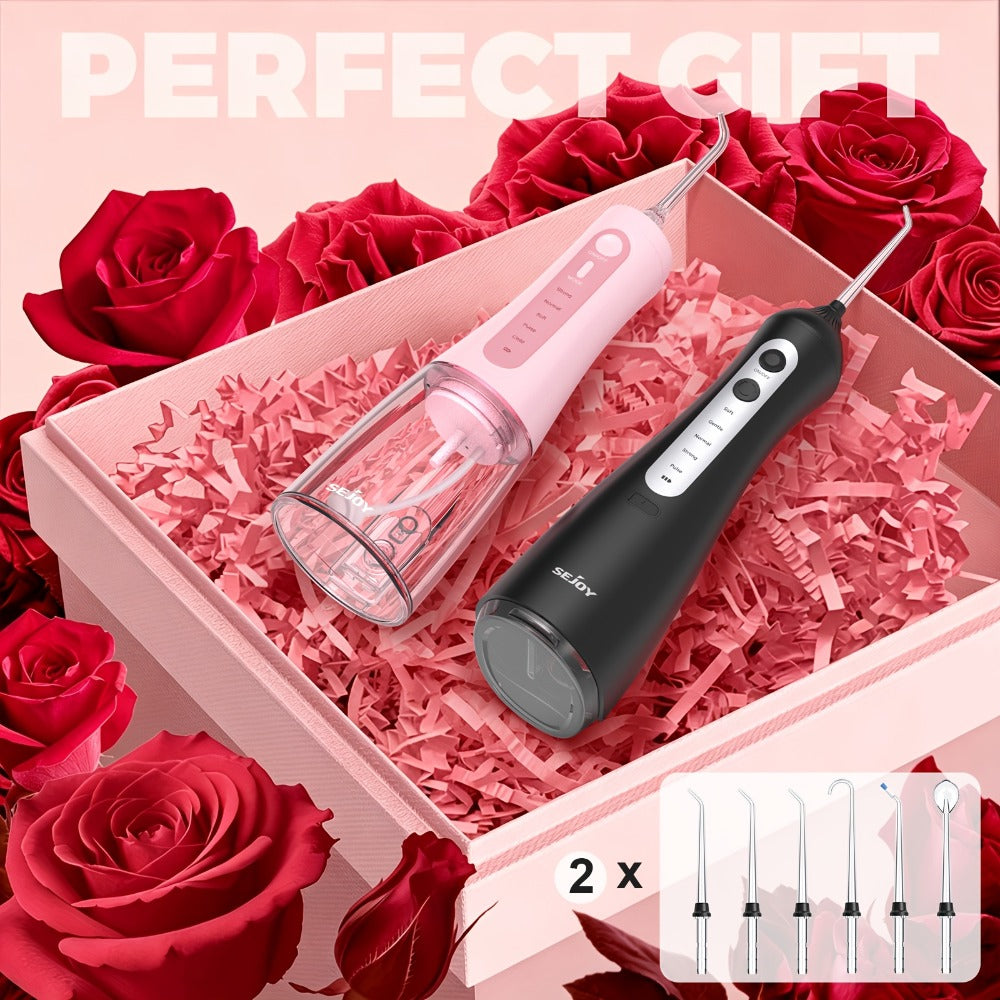 Water Flosser Electric Oral Irrigator 9 Replaceable Nozzles 350mL Tank 20-Day Battery 360¡ã Rotatable Tip Intelligent Pressure Control Deep Teeth Gum Cleaning