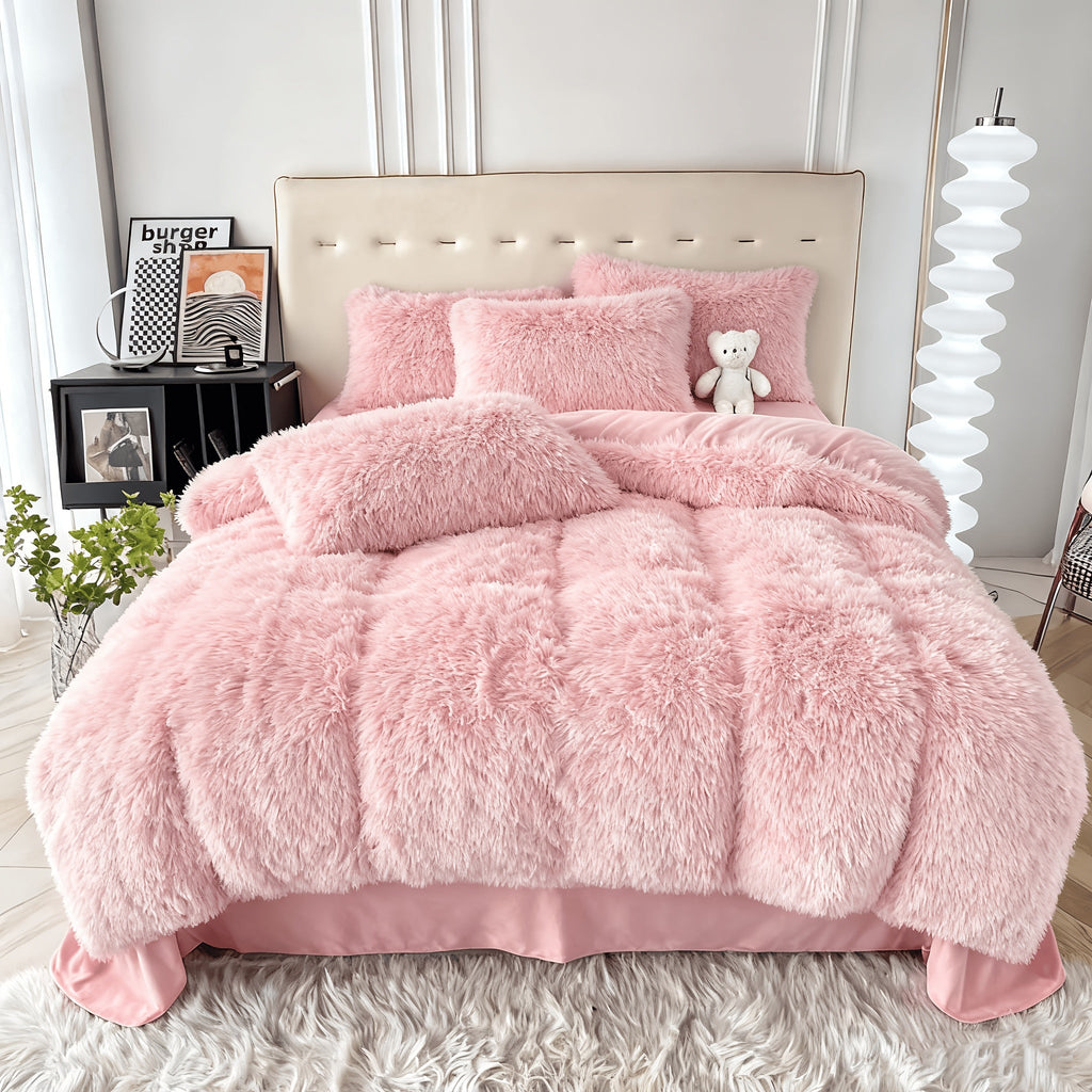 Velvet Duvet Cover Set Fluffy Plush Bedding Minimalist Solid Color, Carved Velvet Quilt Cover with Pillow Shams, Soft Cozy Bedroom Essentials Twin Full Queen King, Black Beige Grey Pink Purple Blue Red Yellow