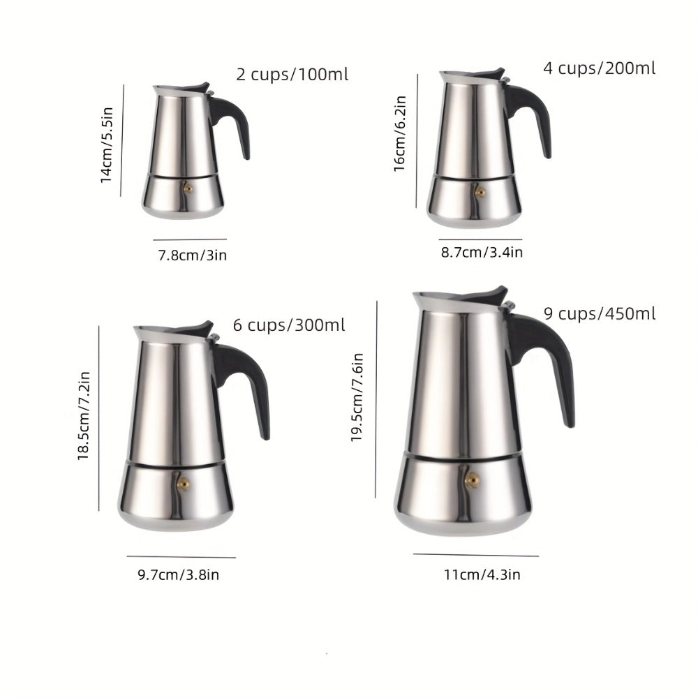 Stovetop Espresso Maker Moka Pot 9 Cup Stainless Steel Manual Coffee Brewer No Electricity Required for Strong Coffee Latte Espresso Home Kitchen