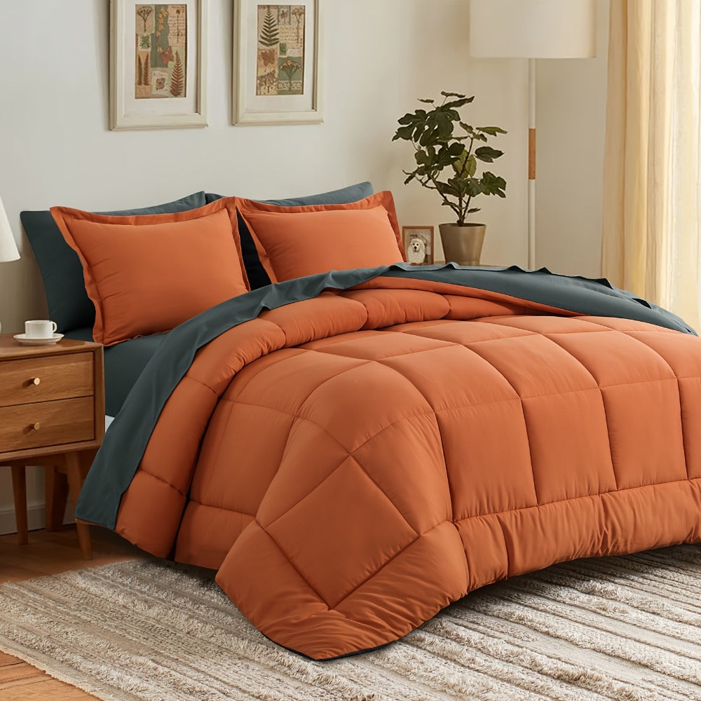 7 Piece Comforter Set Luxury Soft Fluffy Bedding All Season Bed in a Bag with Comforter Fitted Sheet Flat Sheet Pillowcases Hypoallergenic Breathable Easy Care Queen King Twin XL Full