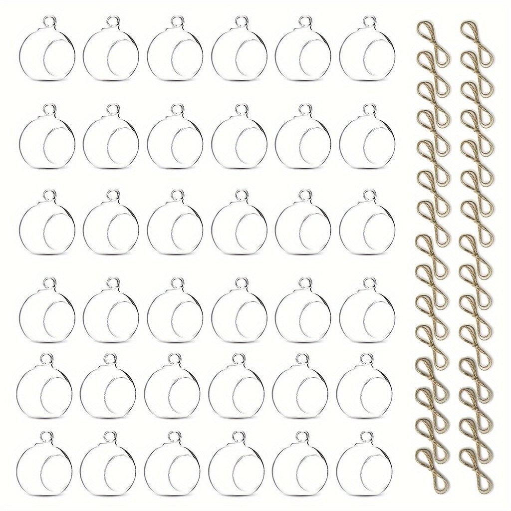 Hanging Glass Ball Candle Holders Set for Wedding Party Christmas Tree Decoration - Clear Glass Tea Light Holders with Hanging Design, Fillable Ornament Balls for Home Decor