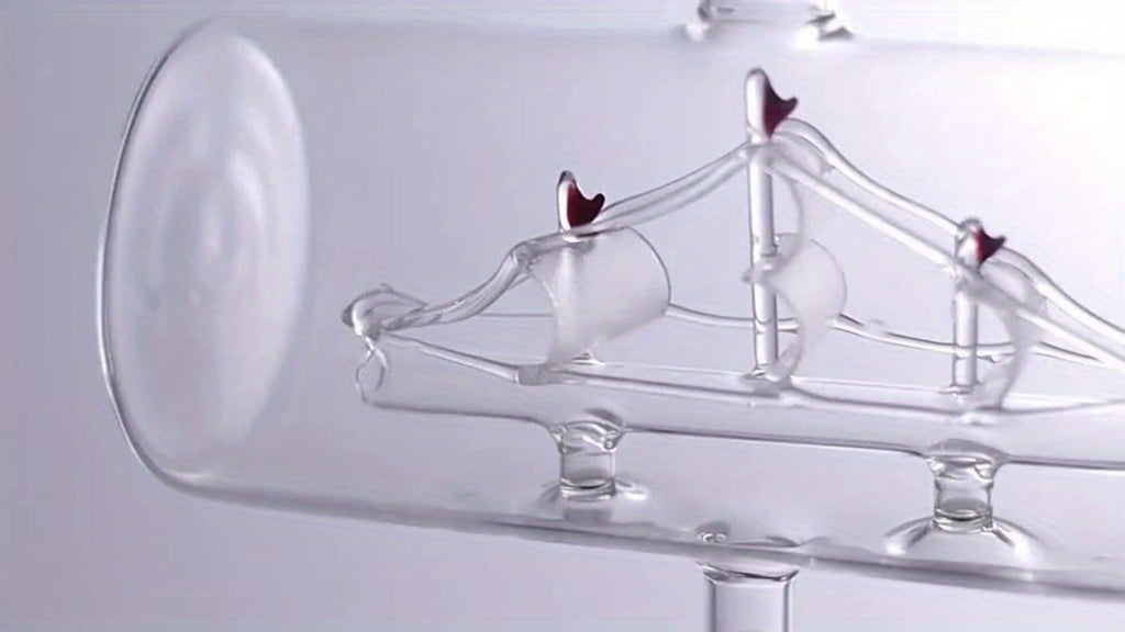 Wine Decanter Set with Glasses 44oz Boat-Shaped Glass Decanter 4 Wine Glasses Wooden Rack Unique Wine Gift Set for Home Bar Birthday