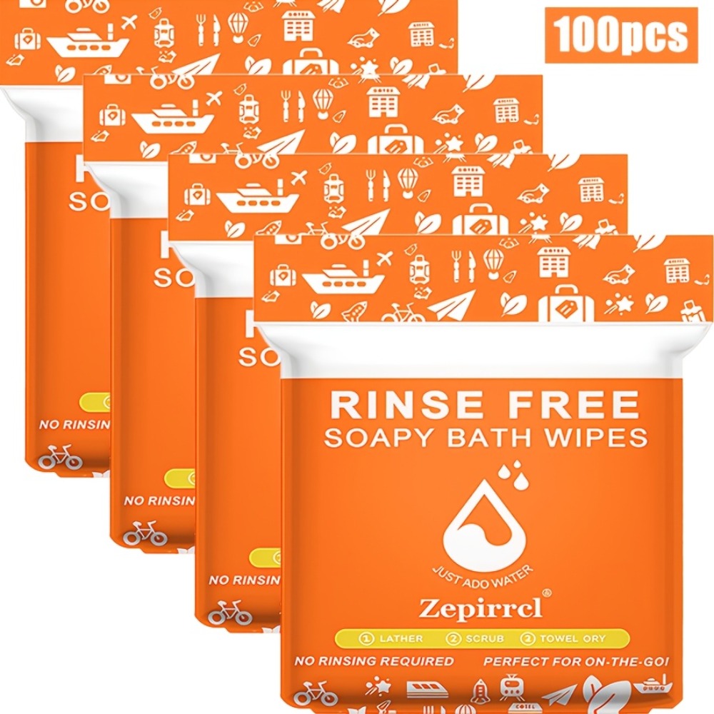 Disposable No-Rinse Soap Towel Sheets for Travel Camping Gym - Portable Foam Bath Towel Sensitive Skin Safe Wet Lather Dry All-In-One Body Wash Towel 25/50/100/250pcs