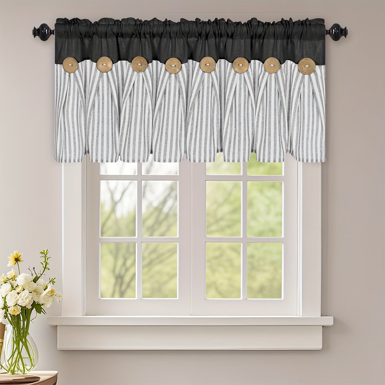 Bohemian Striped Patchwork Curtains, Semi-Sheer Rod Pocket Window Curtains for Bedroom Living Room Kitchen Cafe, Country Cottage Style, 1 or 2 Panels, Multiple Colors & Sizes