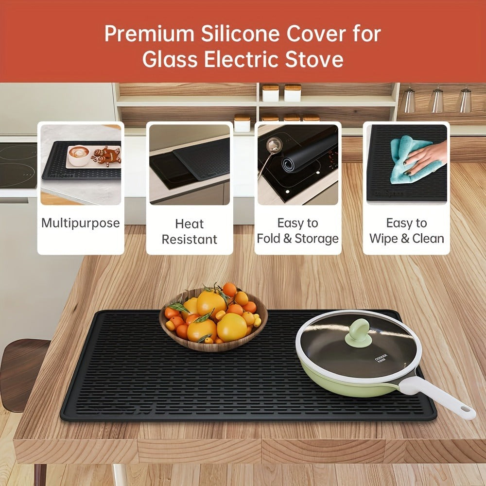 Silicone Stove Top Cover Mat 28¡±x20¡± - Heat Resistant Electric Stove Protector for Ceramic Glass Cooktop, Non-Slip Scratch Guard, Dishwasher Safe, Extra Large RV Range Cover, Multipurpose Kitchen Mat