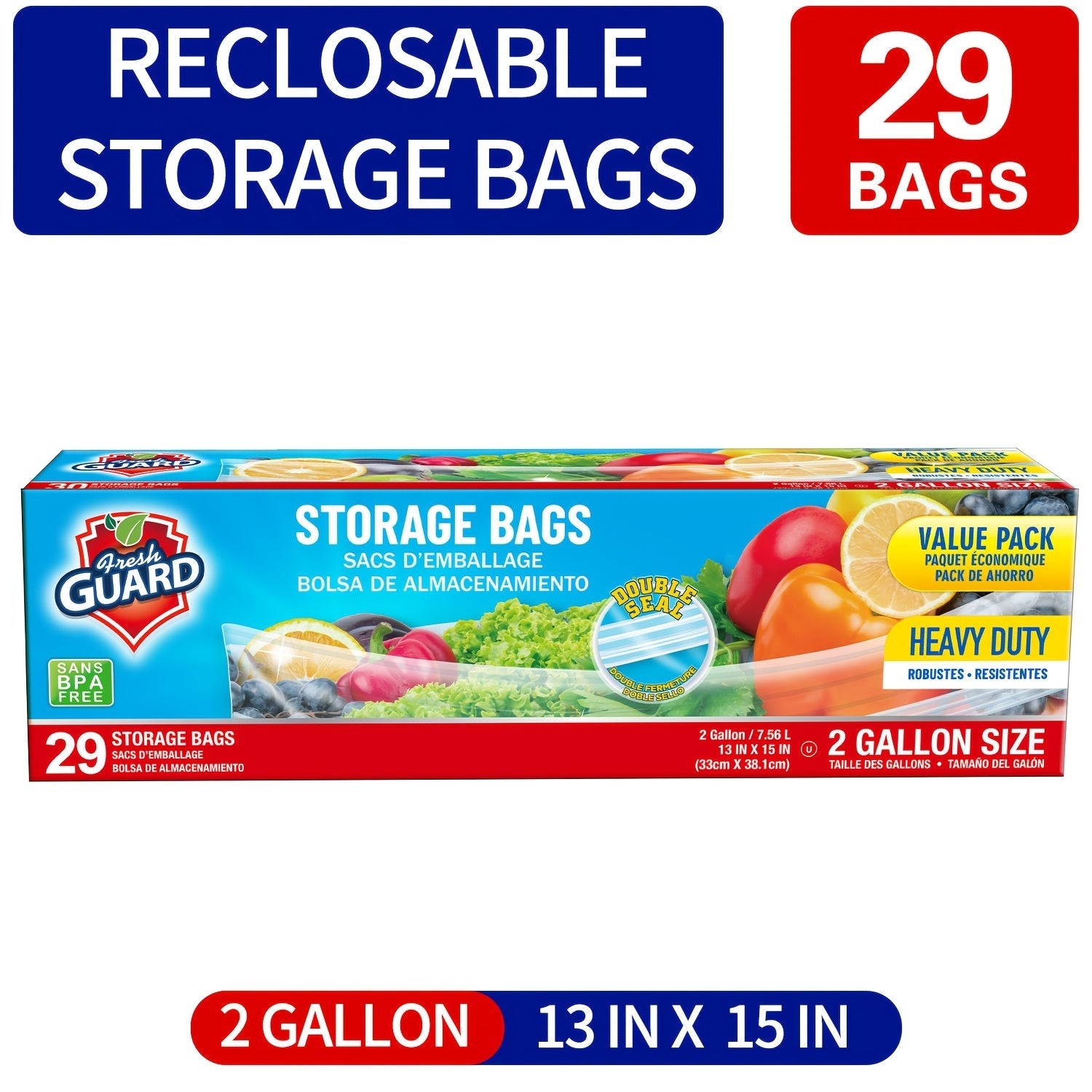 Freezer Storage Bags Resealable ¨C Sturdy Bulk Food Storage Bags with Easy-Open Tabs for Freezer & Refrigerator ¨C 0.25 Gallon, 1 Gallon & 2 Gallon for Fruits, Vegetables, Meats & Meal Prep