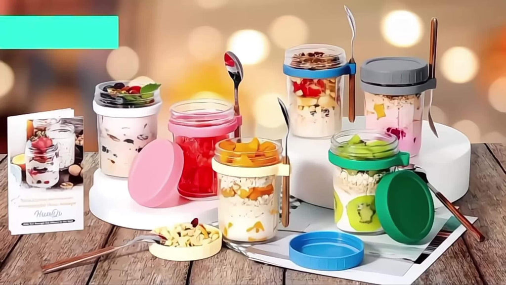 Overnight Oats Cups with Flip-Top Lids Meal Prep Jars Portable Containers for Cereal Yogurt Smoothies On-the-Go Meals Set of 4 or 6 Packs