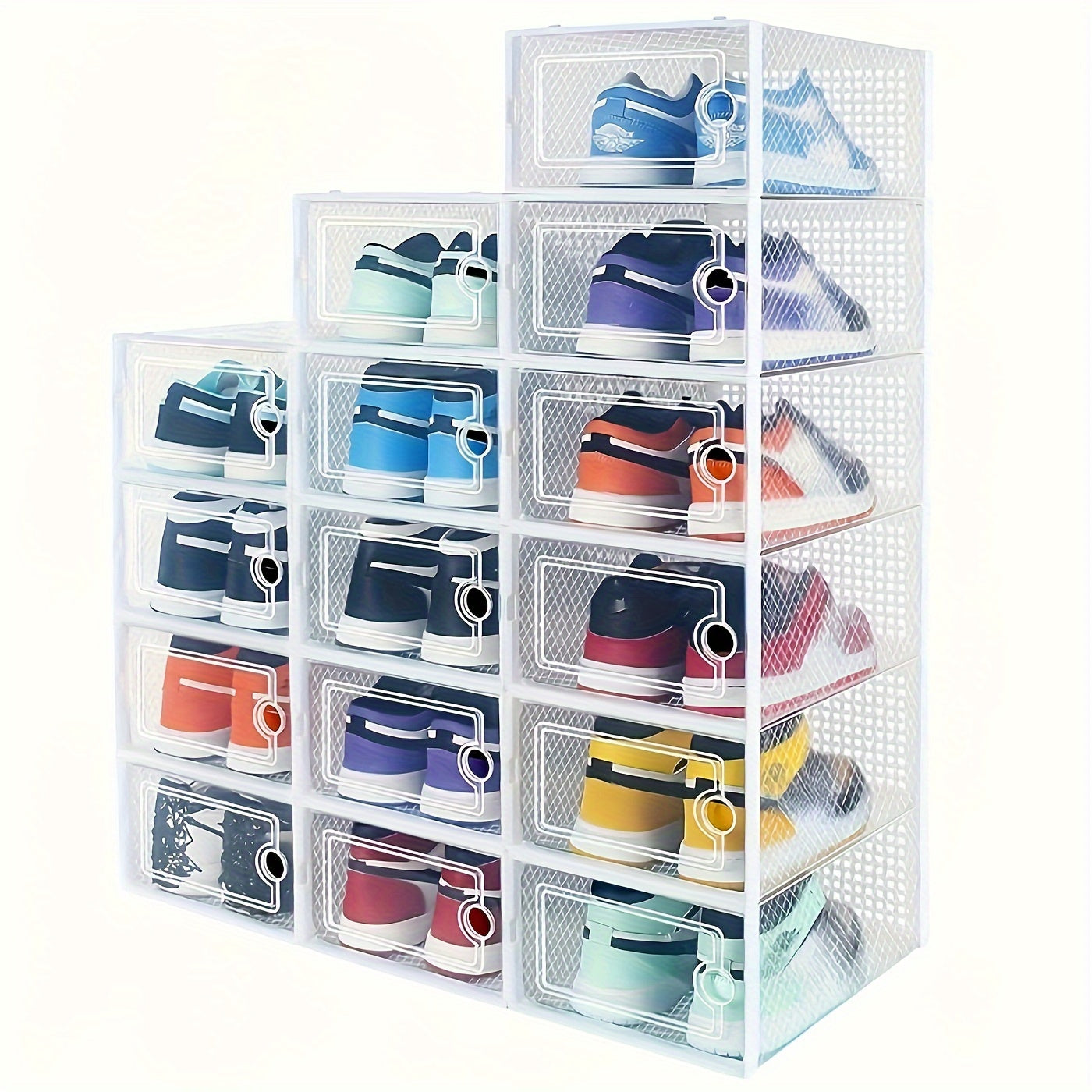 Clear Stackable Shoe Storage Organizer Boxes 12/15 Pack ¨C Space-Saving Shoe Boxes for Closet & Entryway