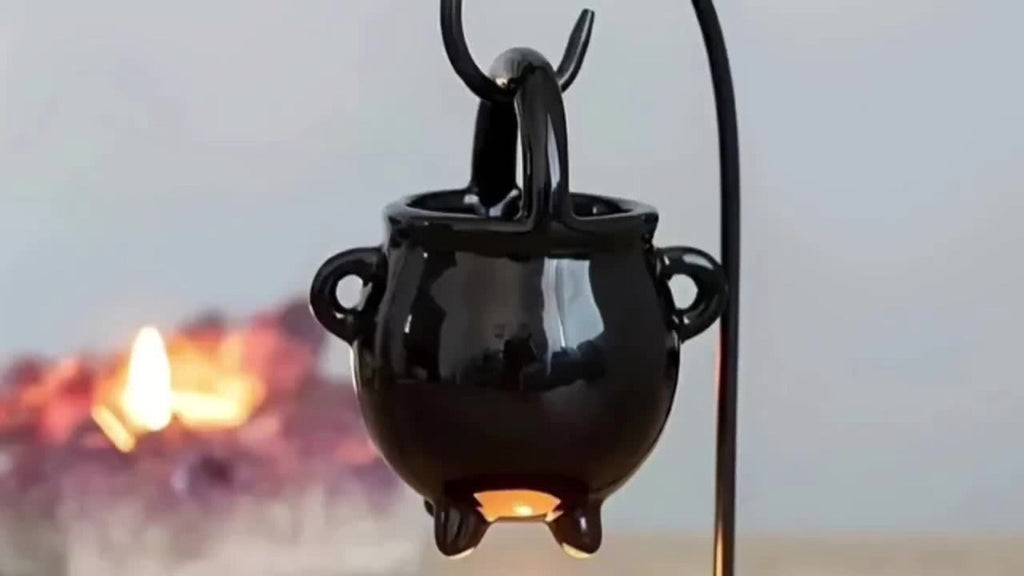 Ceramic Wax Melter Hanging Incense Holder Tealight Diffuser Black Witch Style Home Decor for Yoga Meditation Spa Aromatherapy Boho Gothic Gift