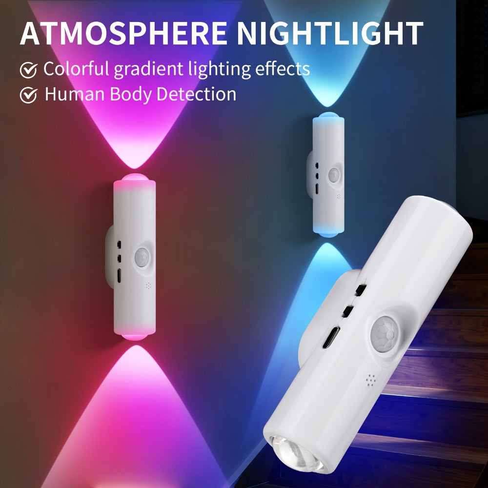 RGB Magnetic Night Light LED Ambient ¨C Multi-Color Motion Sensor, No-Drill Magnetic Install, Long Battery Life for Living Room, Bedroom, Hallway, Stairs & Bar (1pc or 5-Pack)