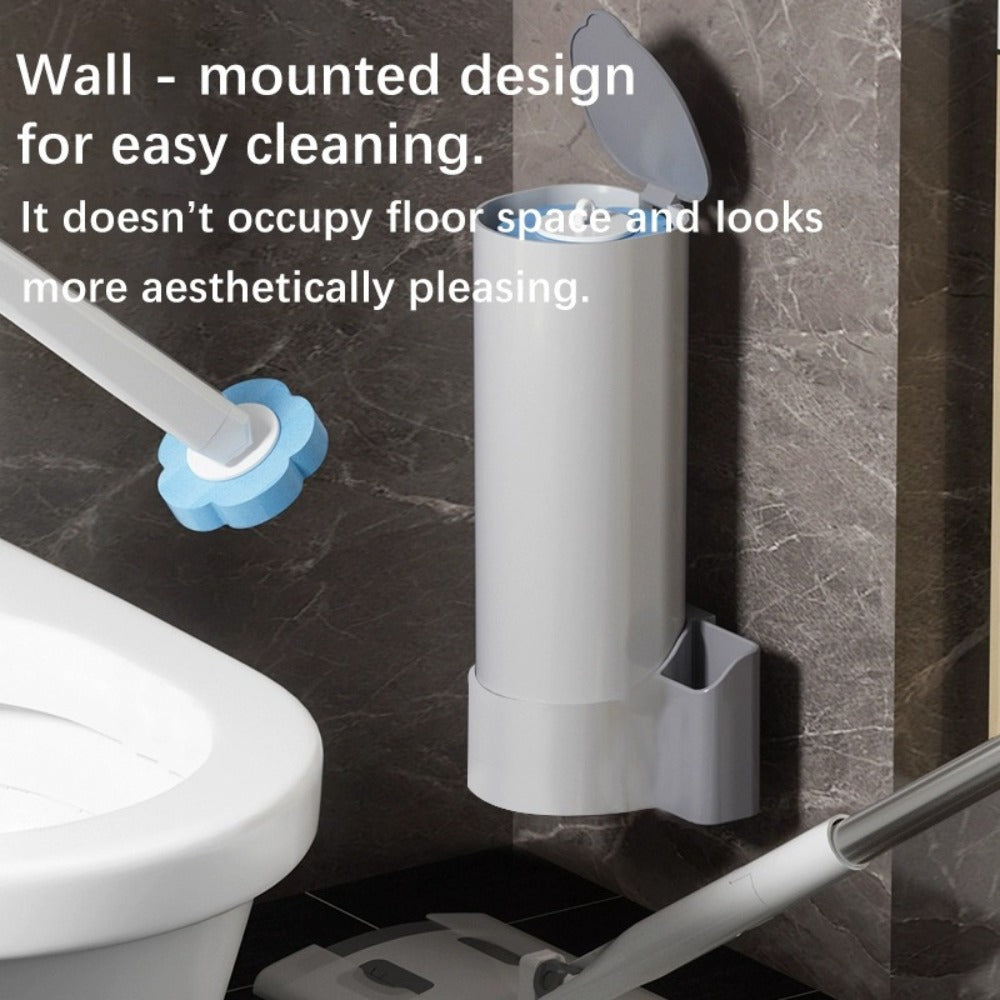 Disposable Toilet Brush Set with Replacement Brush Heads Wall Mounted or Floor Standing Bathroom Cleaning Brush Kit Hygienic No-Touch Design 19 25 31 37 49 Piece Set or Heads Only Options
