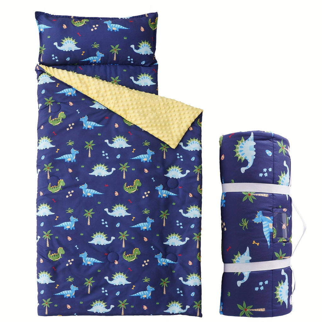 Kids Nap Mat Roll-Up Sleeping Mat for Daycare & Travel - 100% Polyester, Machine Washable, Fun Prints