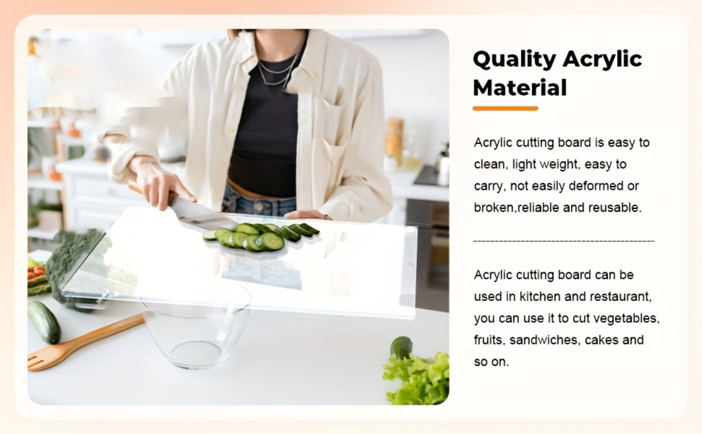 Acrylic Cutting Board Large Anti-Slip 17x23 Inch ¨C Clear & Black Countertop Protector for Kitchen & Restaurant ¨C Food Safe Non-Slip Chopping Board for Fruit, Meat & Meal Prep