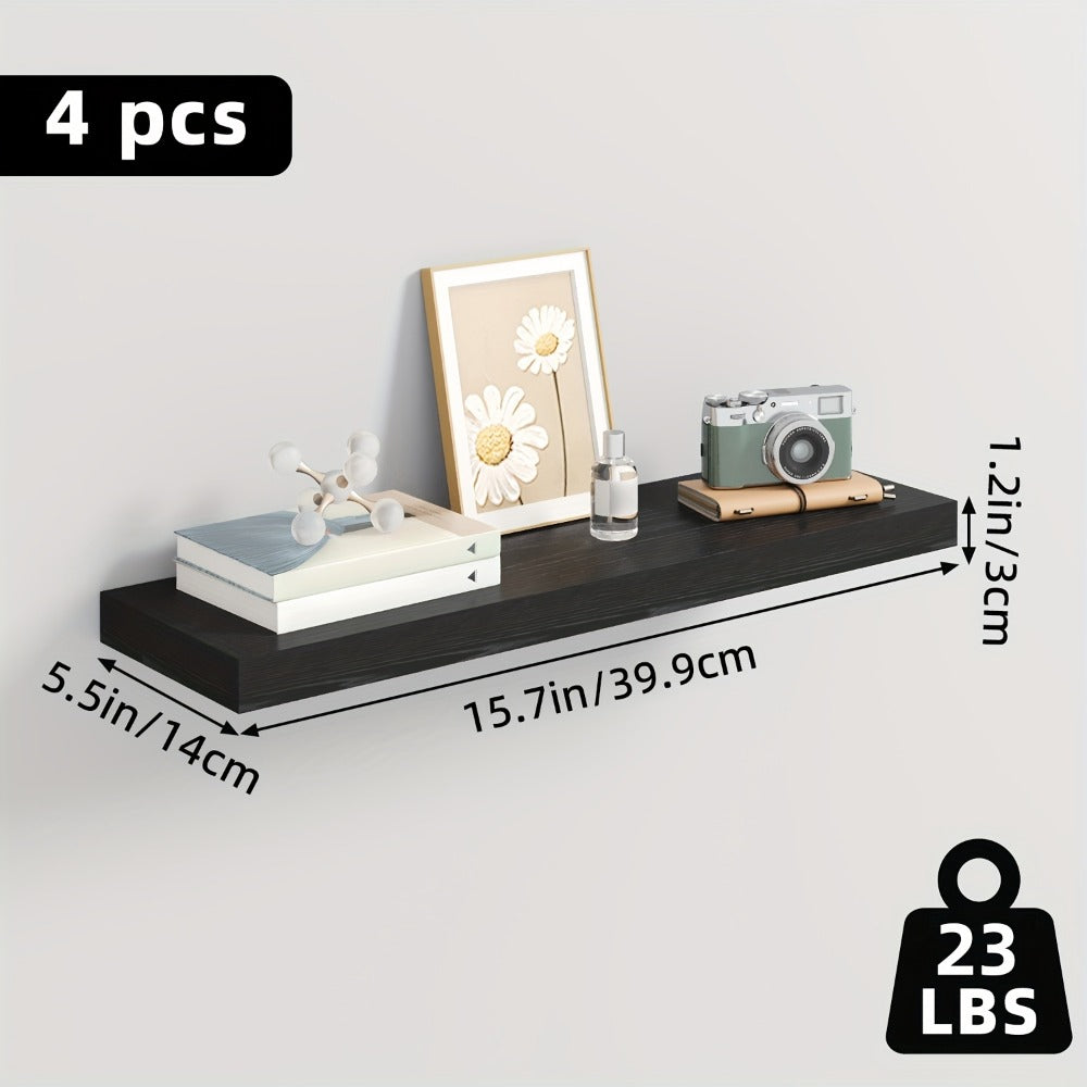 Floating Wall Shelves Set ¨C Wooden Wall-Mounted Shelves for Living Room, Kitchen & Bathroom (2/4/6pcs, 15.7¡±/19.7¡±/22¡±)