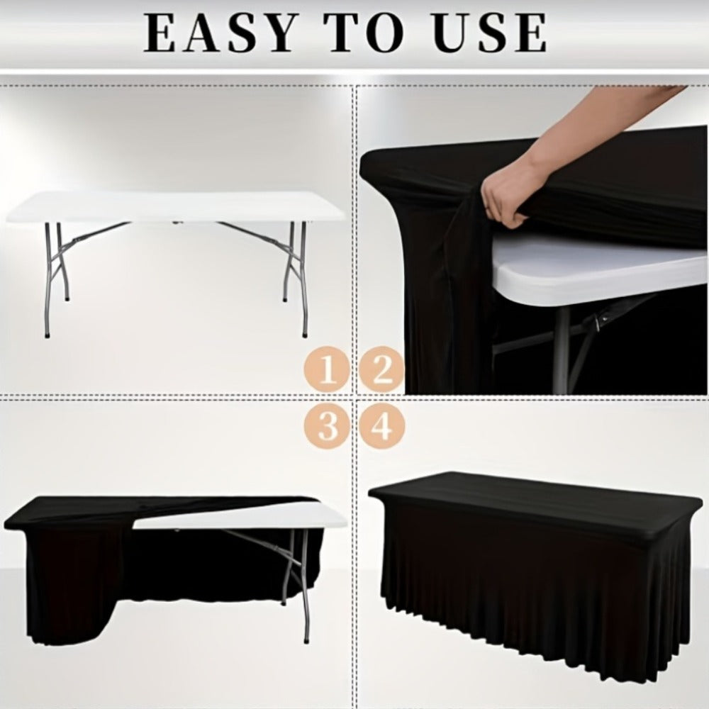 Tablecloth with Skirt for Rectangular Tables ¨C Anti-Wrinkle Table Cover in Black, White & Red, Elegant Table Skirt for Wedding, Birthday, Christmas, Halloween, Thanksgiving & Party Events, 1 or 2 Pack