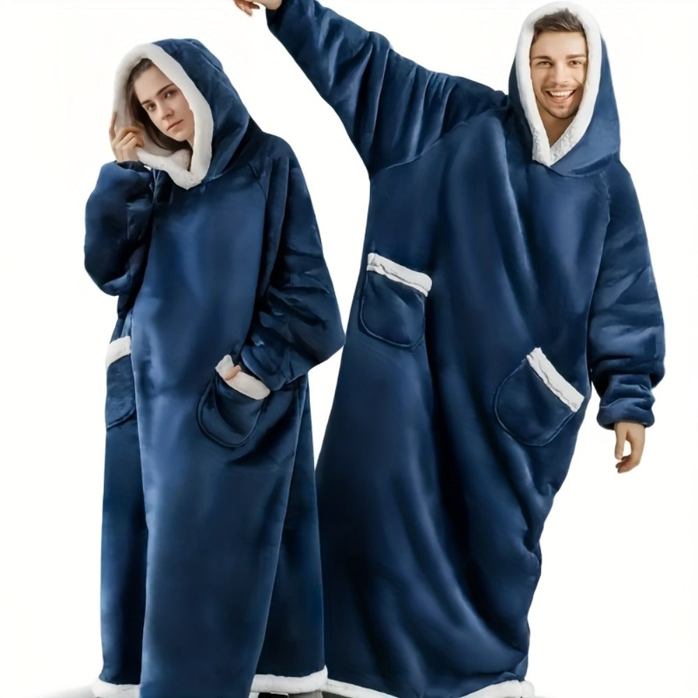 Oversized Wearable Blanket Hoodie Jacket ¨C 350-400gsm Thick Warm Suede Flannel, Hooded Pocket Lazy Coat for Women & Men, 5 Colors