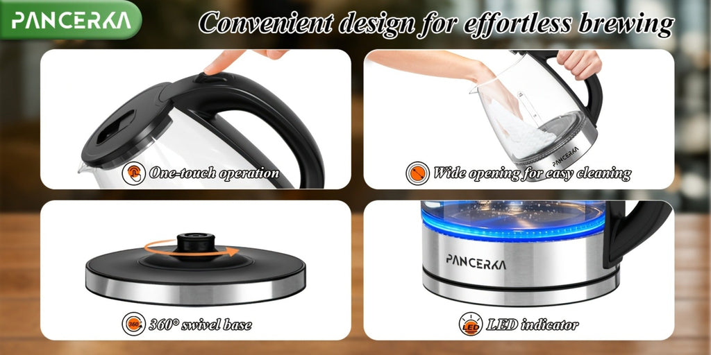 Electric Kettle 1000W BPA Free Auto Shut-Off Stainless Steel Fast Boiling Hot Water Kettle 1.7L Cordless Tea Kettle with Filter Boil-Dry Protection Black