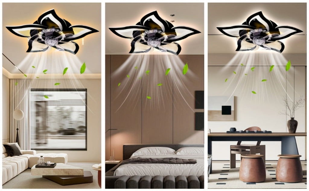Ceiling Fan with Light 27 Inch Flush Mount - Low Profile 6-Speed 3-Color Dimmable LED, Remote & App Control, Modern Ceiling Fan for Bedroom, Living Room, Room Decor, Black or White
