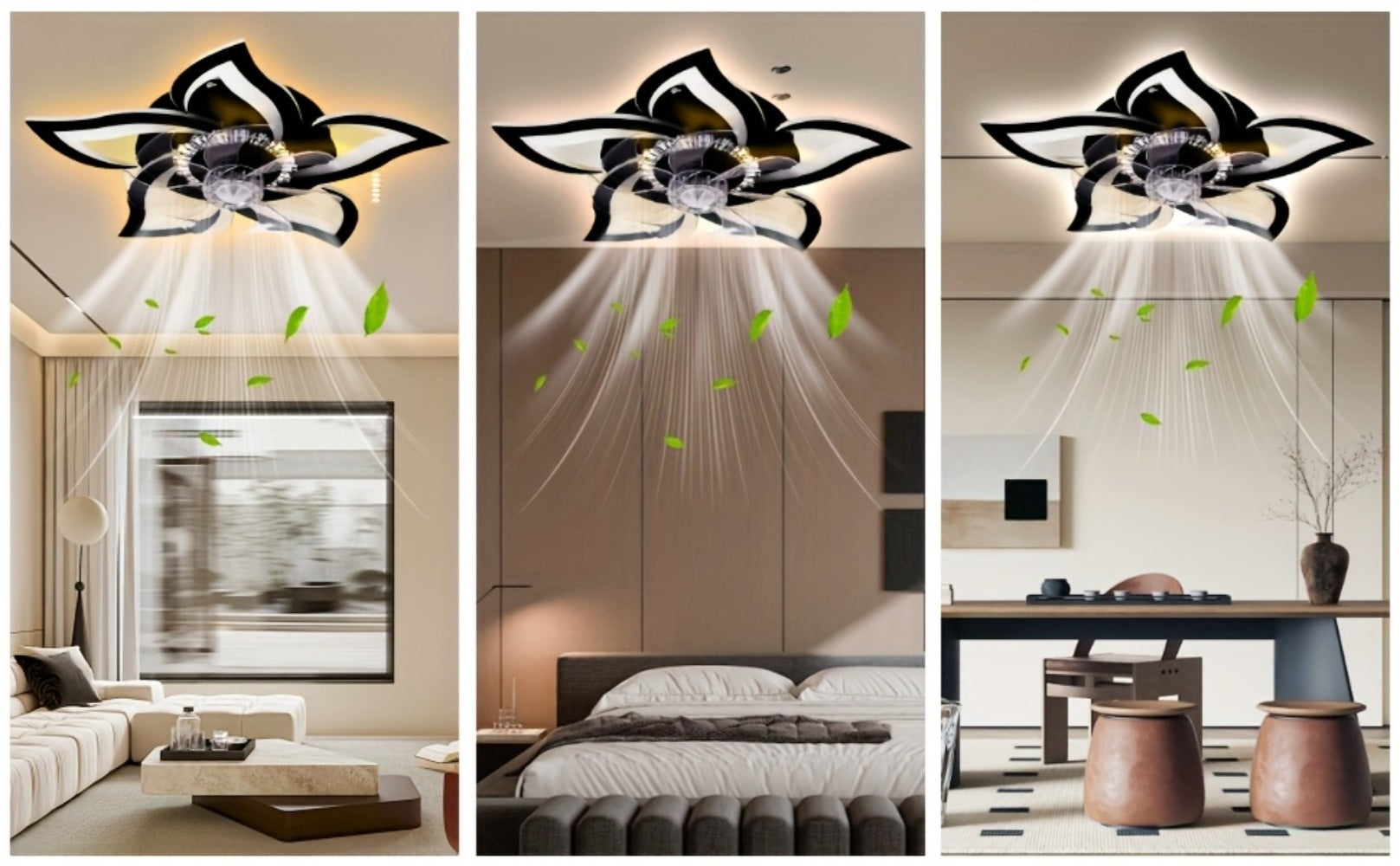 Ceiling Fan with Light 27 Inch Flush Mount - Low Profile 6-Speed 3-Color Dimmable LED, Remote & App Control, Modern Ceiling Fan for Bedroom, Living Room, Room Decor, Black or White