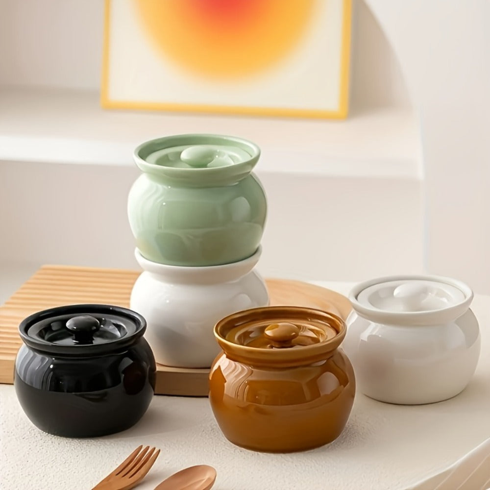 Ceramic Steam Stewing Pot - Water-Separated Clay Pot for Soups, Stews & Slow Cooking, Household Steaming Pot with Lid for One Person, Heat-Resistant Soup Pot for Stovetop & Kitchen Use