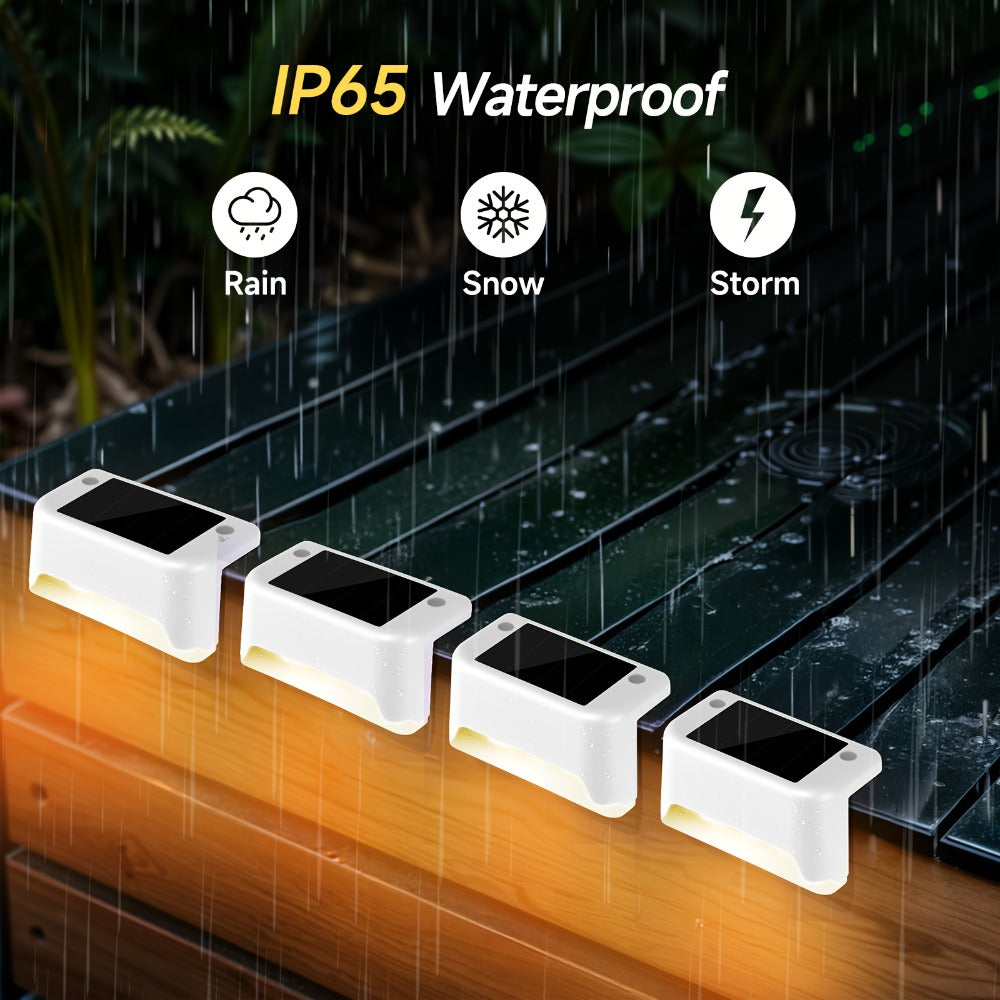 Solar Step Lights IP65 Waterproof ¨C LED Deck Lights for Outdoor Stairs, Fence & Pathway, Auto On/Off Dusk to Dawn, 12-Hour Night Lighting for Garden, Patio, Driveway & Commercial Spaces