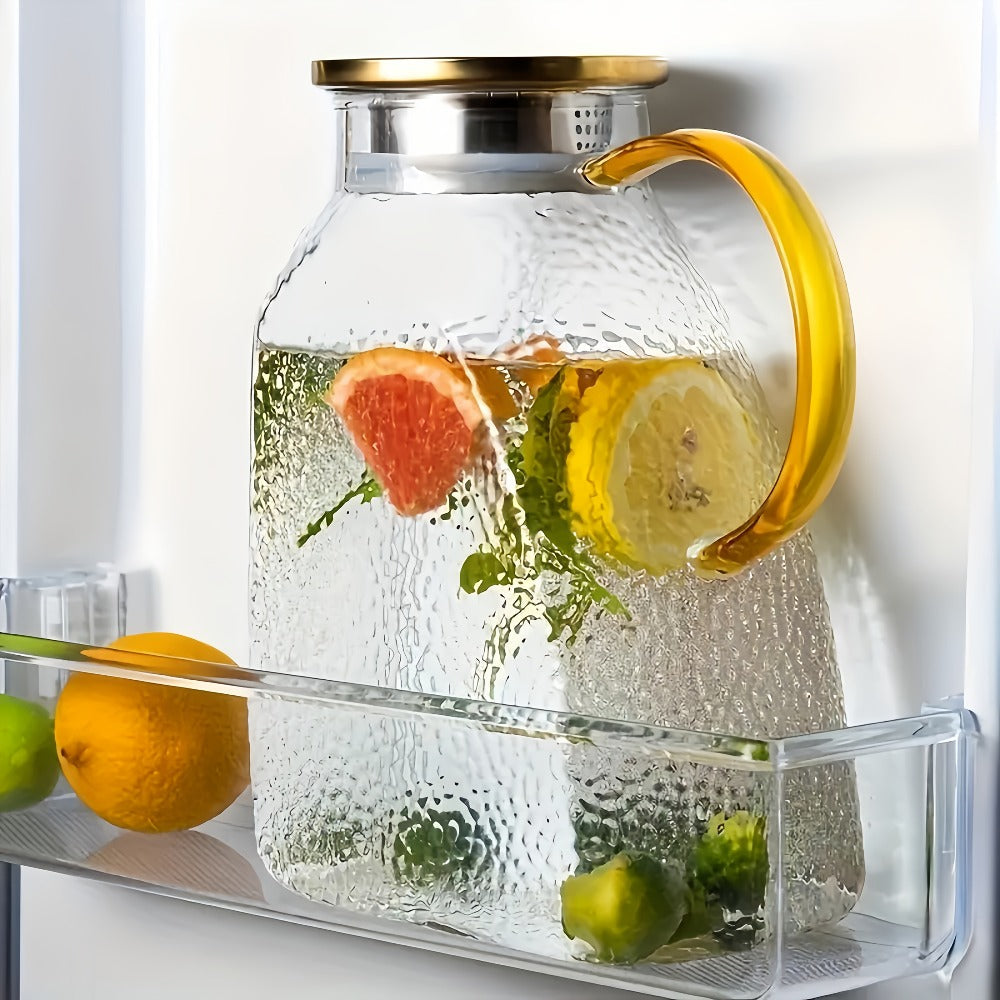 Glass Water Bottle Kettle Set ¨C Heat-Resistant Large Capacity Fridge Door Storage with Cleaning Brush & Long Spoon ¨C Perfect for Iced Tea, Cold Brew Coffee, Juice & Infused Water