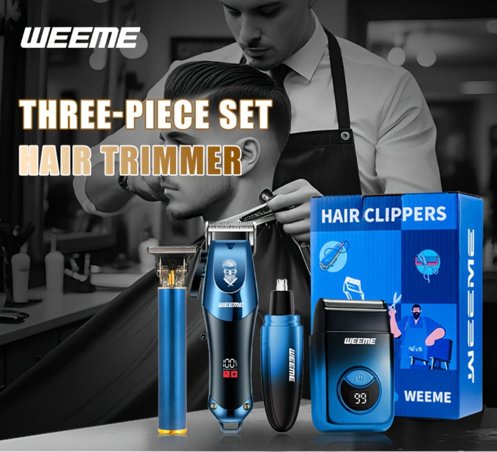 Men's Electric Hair Clipper Set USB Rechargeable with Nose Hair Trimmer & Shaver Wireless Professional Grooming Kit Father's Day Gift
