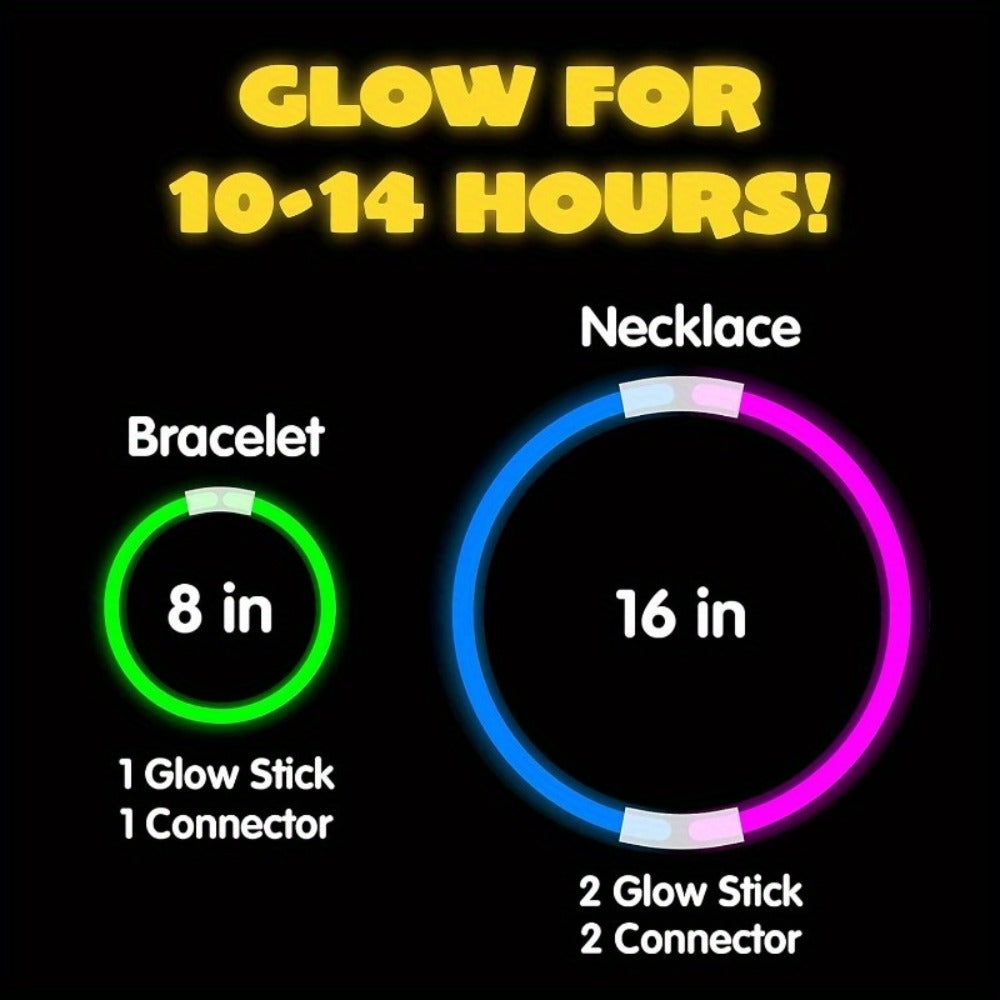 Glow Sticks Bulk 300 Pack 8 Inch Glow in the Dark Party Favors with Bracelet Connectors 7 Colors 6-Hour Glow for Halloween Christmas New Year Easter Birthday Pool Party Neon Party Supplies