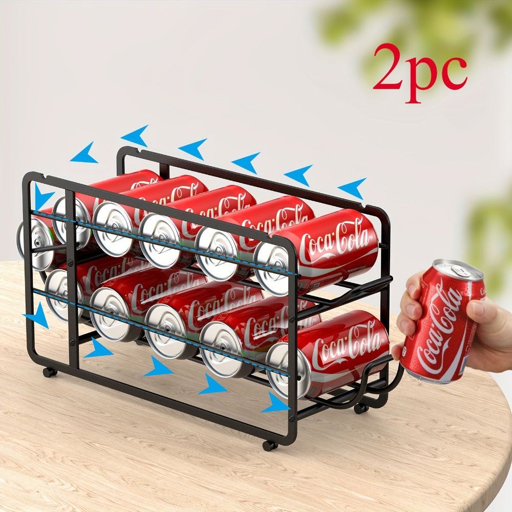 Can Dispenser Rack 2 Pack Stackable Sliding Metal Can Organizer for Kitchen Pantry Cabinet Countertop Canned Food Storage
