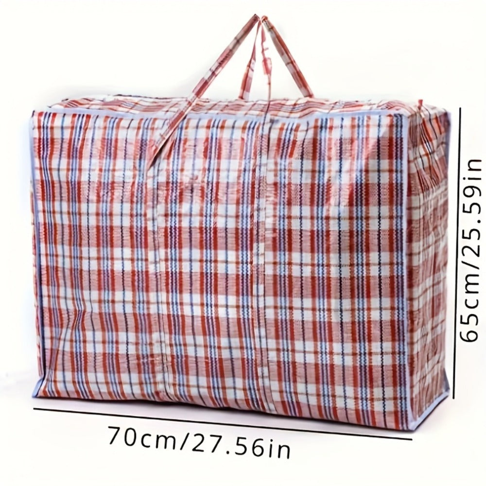 Large Moving Storage Bags 3 Pack Heavy Duty Reusable Zipper Organizer Bags for Clothes Bedding Blankets, High Capacity Checkered Fabric Bags for Home Moving Closet Organization Holiday Decor Storage