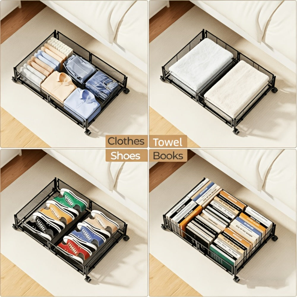 Under Bed Storage Containers with Wheels & Handles ¨C Shoes, Clothes, Blankets Organizer