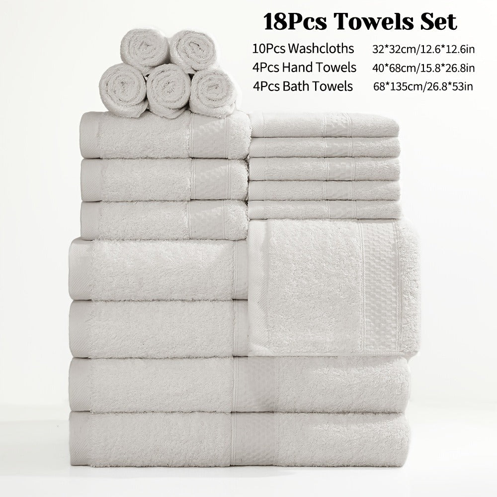 Bath Towel Set 450GSM Soft Absorbent - 12 16 18 Piece Cotton Blended Solid Color Bathroom Towels Set for Bath Hand Face | Hotel Spa Quality | Travel Shower Home | Multiple Colors & Sizes Available