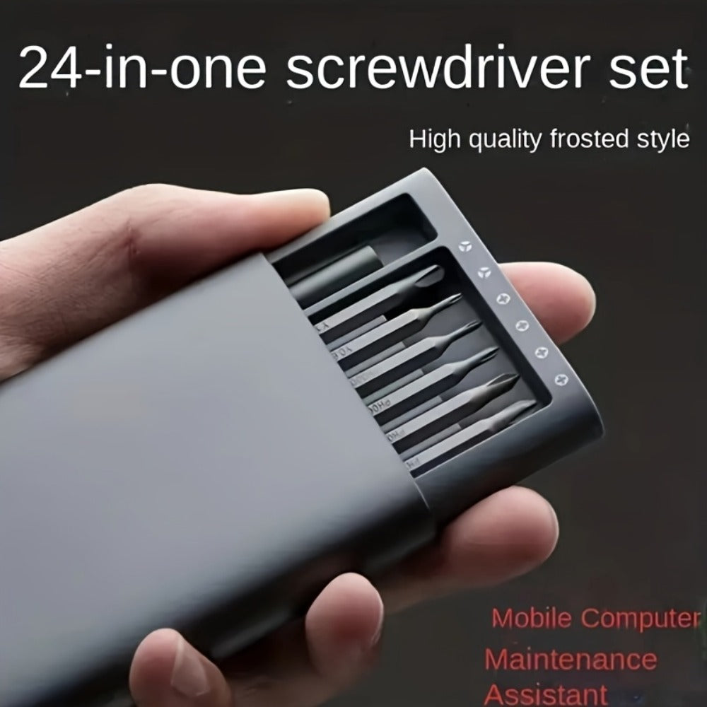Precision Screwdriver Set 24-in-1 Multi-Functional Phone Tablet Laptop Repair Tool Kit Magnetic Bit Disassembly Removal Tools for Electronics Watch Glasses Computer DIY Repair Black Gray