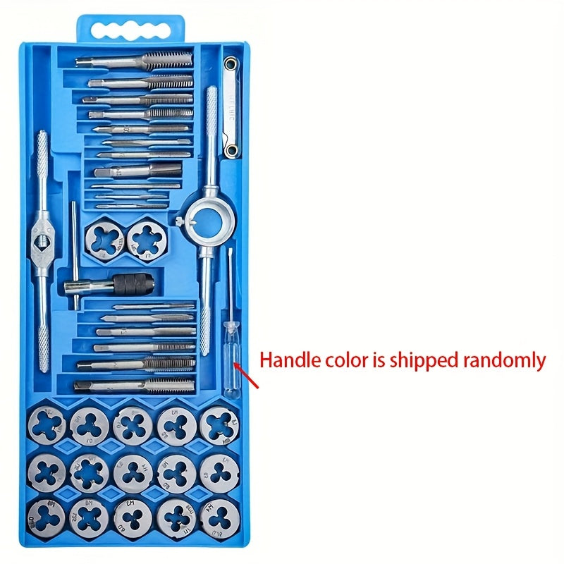 Metric Tap and Die Set 12pcs or 40pcs, M3-M12 Hand Thread Tapping Tool Kit with Plug Taps, Straight & Cone Reamers, Manual Threading Tool for DIY, Household Repair & Metalworking