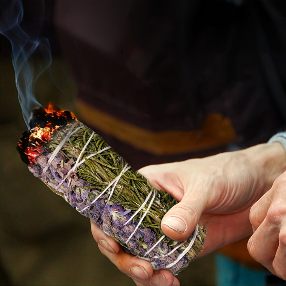 Sage Incense Smudge Bundle Set 3 Pack - White Sage Rosemary Lavender Hand-Bundled Incense Sticks for Home Cleansing Negative Energy Purification Meditation Aromatherapy Spiritual Healing