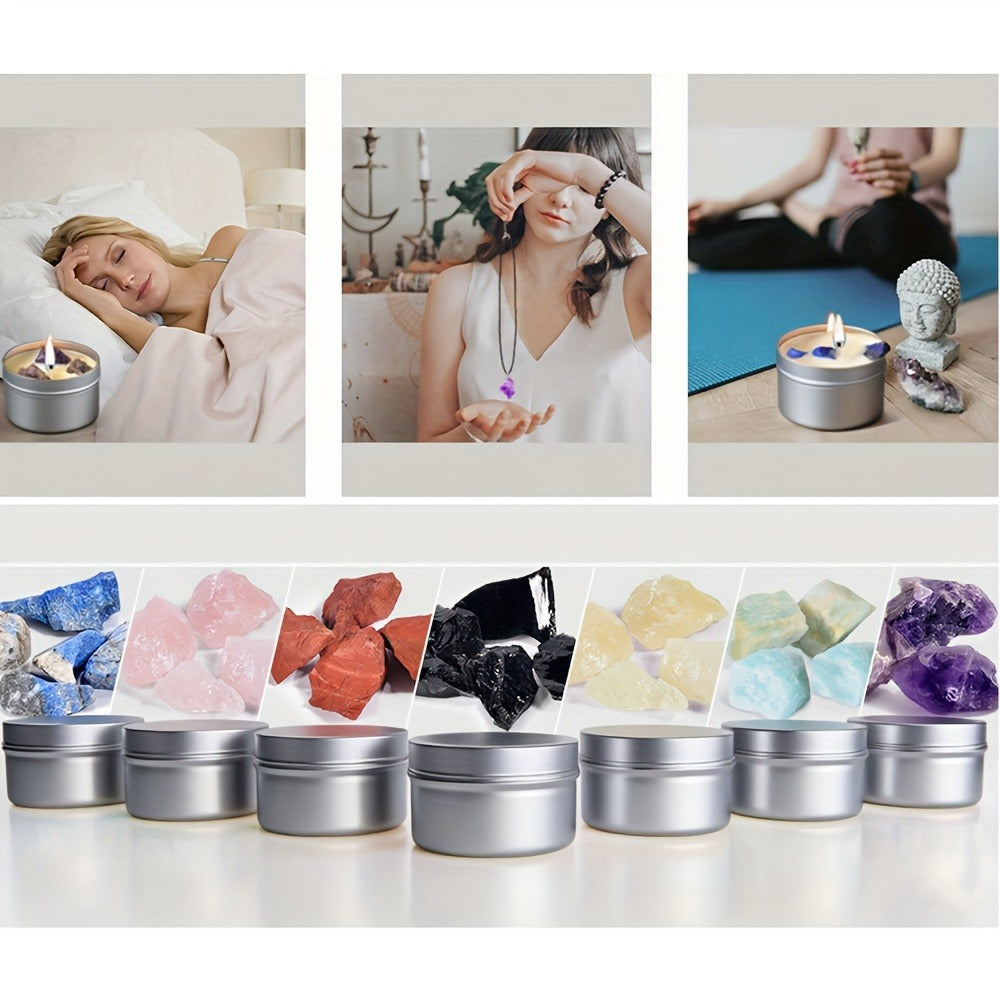 Scented Candle Gift Set 7 Soy Wax Candles with Natural Crystal Pendants 7 Colors Aromatherapy Candles for Home Decor Yoga Meditation Christmas Halloween Birthday Gift for Women Men