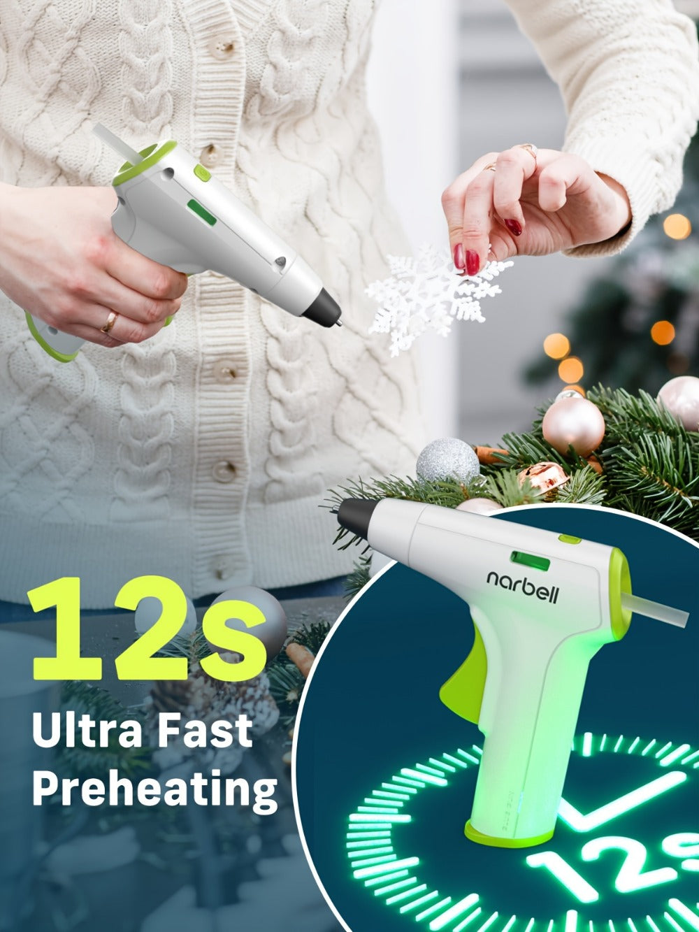 Cordless Hot Glue Gun Fast Heating USB Rechargeable 2000mAh ¨C 12-Second Heat-Up, Anti-Drip Nozzle, Auto Shut-Off, Mini Glue Sticks Included, Portable Wireless Glue Gun for DIY Crafts, Home Repair, Floral & Plush Toy Projects