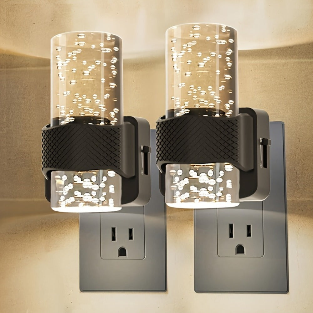 LED Plug-In Night Light with Dimmable 3000K Warm Light & Auto Sensor, 2 Pack for Hallway Bedroom