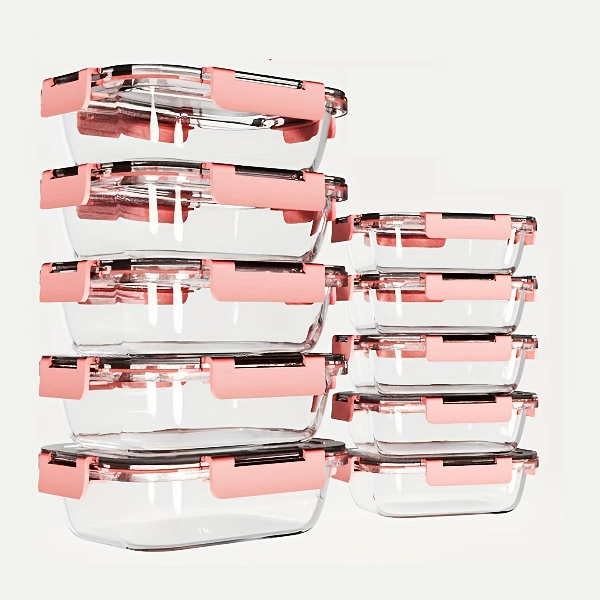 Glass Food Storage Containers with Lids 10PCS Set ¨C Airtight Leak-Proof Meal Prep Containers, Dishwasher & Oven Safe, Lunch & Leftover Storage
