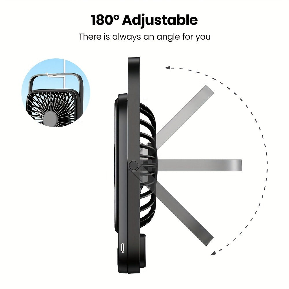 USB Desk Fan Battery Operated | 2000mAh & 5000mAh Rechargeable Mini Personal Fan, 4-Speed Adjustable, 180¡ã Tilt & Foldable, Ultra-Quiet Strong Airflow for Office, Bedroom & Desktop Use ¨C Black, Pink, White